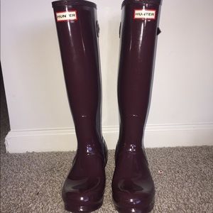Maroon Tall Adjustable Gloss Hunter Rainboots